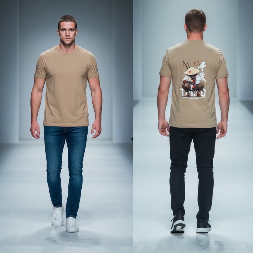 Anime Samurai Men’s short sleeve Crew neck T-shirts M & L. Print is on the back